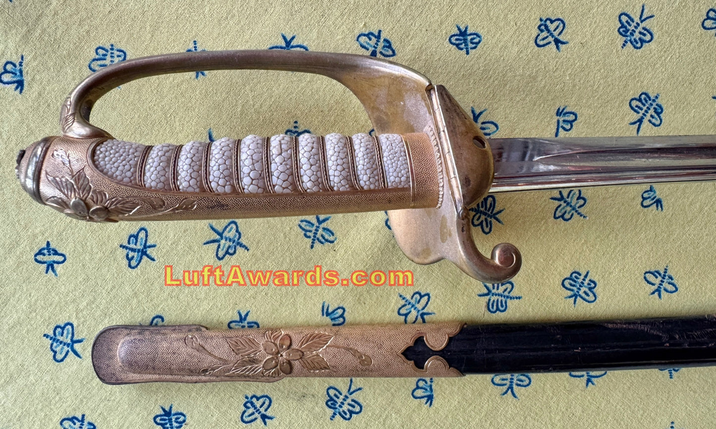 Japanese WWII Naval Officer's Sword EXC++ Clean Blade/Scabbard