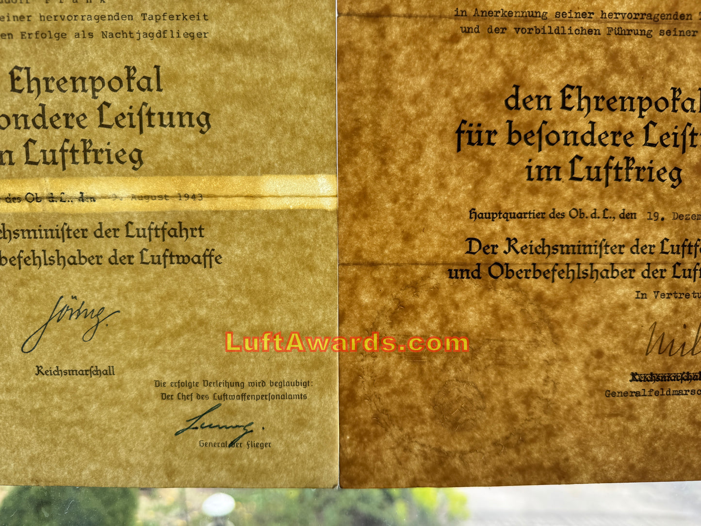 Z NFS Honor Goblet Document to RK with Oaks Winner Nachtjagdgeschwader CONTROVERSIAL