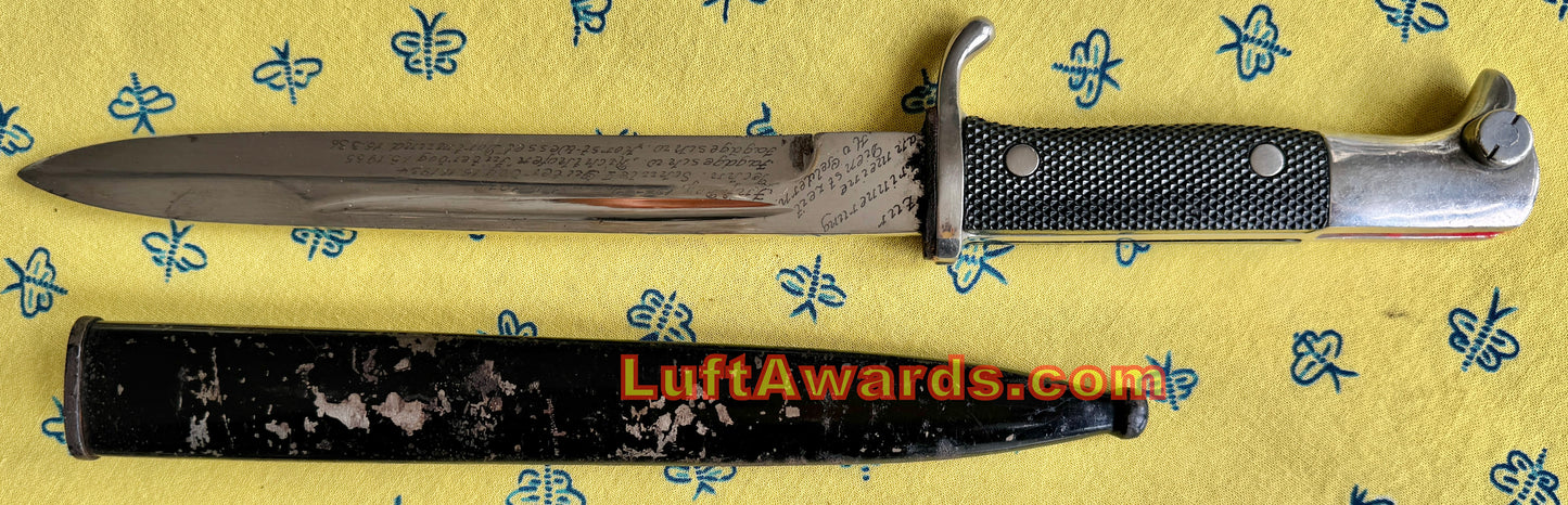 Bayonet Engraved Jagdgeschwader I/334 to H. von Geldern Luftwaffe