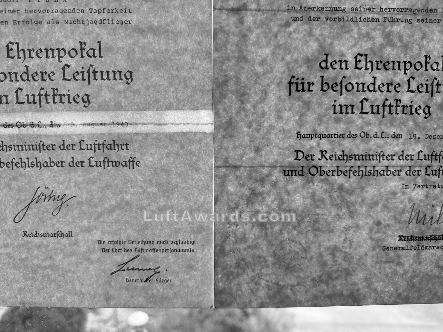 Z NFS Honor Goblet Document to RK with Oaks Winner Nachtjagdgeschwader CONTROVERSIAL